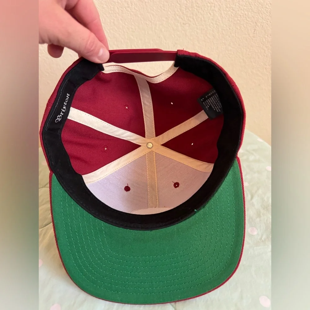 Brixton Men's Deep Red Hat with Logo Patch Snap Back